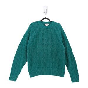 Abercrombie & Fitch Men XL Sweater Green Cotton Y2K Knit Basketweave Chunky VTG